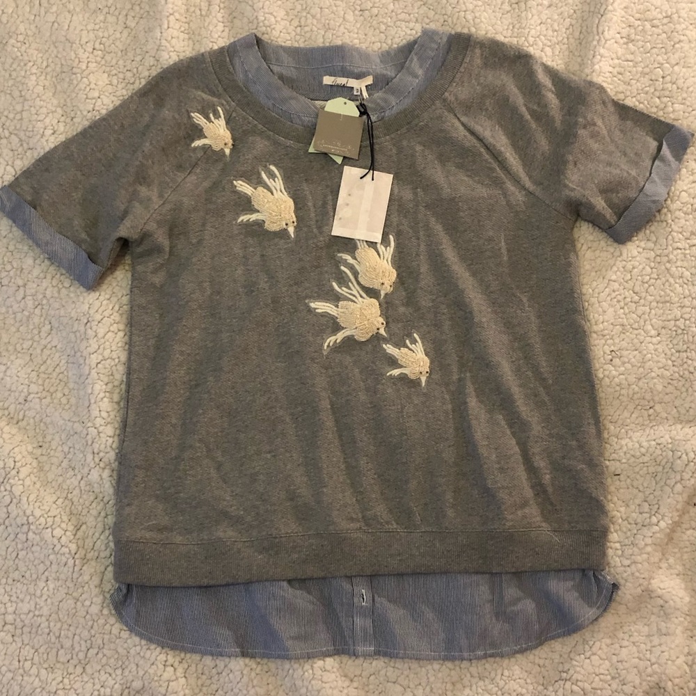 Anthropologie Embroidered Double Top